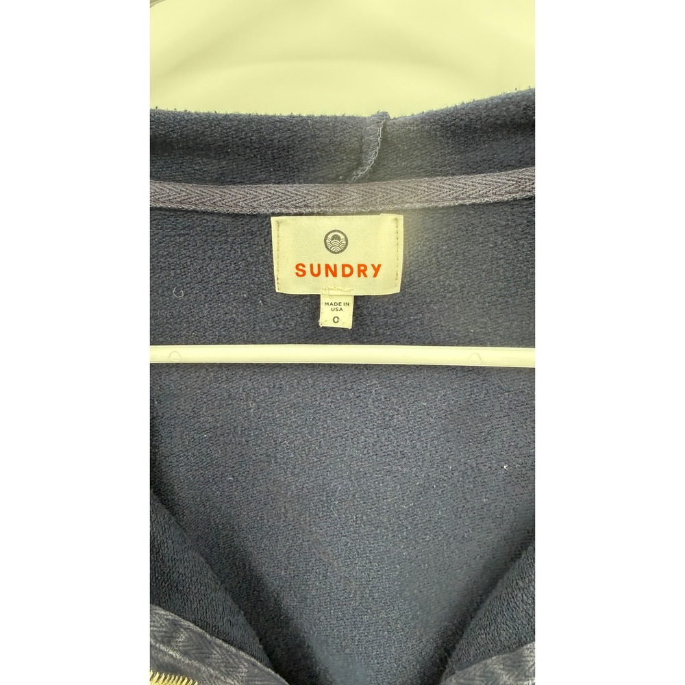 Sundry Womens Navy Blue Zip Up Hoodie Modal Blend Sweatshirt Size 0 - Picture 3 of 4